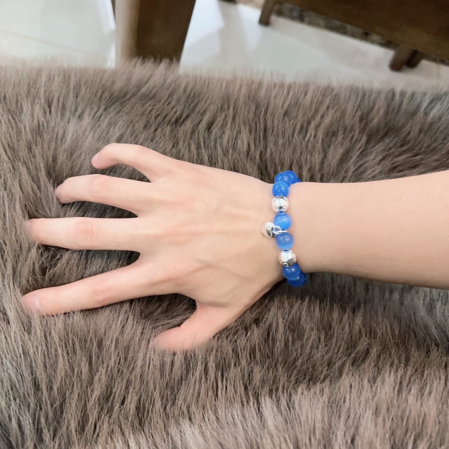 Tiffany & Co. Blue Beaded Bracelet with Lock Charm